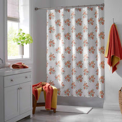 Blossoms and Stripes Classic Cool Cotton Percale Shower Curtain - Petal Charm