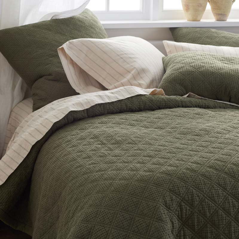 Waffle Quilt - Olive, Full/Queen