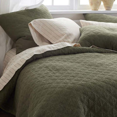 Waffle Quilted Sham - Olive, King