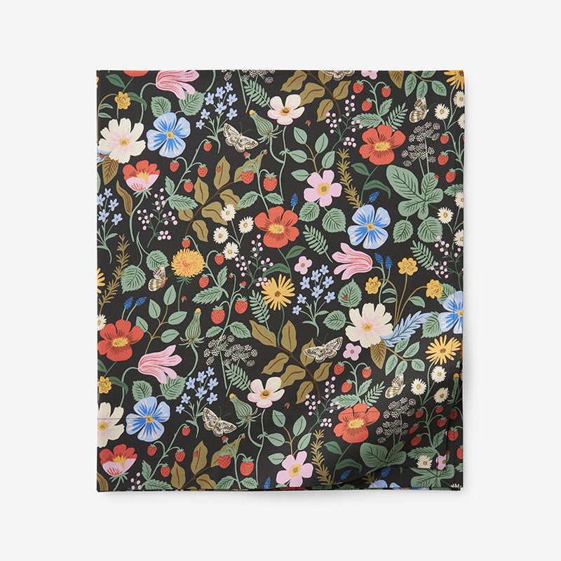 Strawberry Fields Classic Cool Cotton Percale Flat Bed Sheet - Black Multi, Full