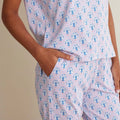 Printed Peruvian Cotton Women's Jogger Pants Pajama Set - Petite Floral, XL