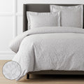 Jacquard Leaf Yarn-Dyed Premium Smooth Supima® Cotton Wrinkle-Free Sateen Duvet Cover - Light Gray, Full/Queen