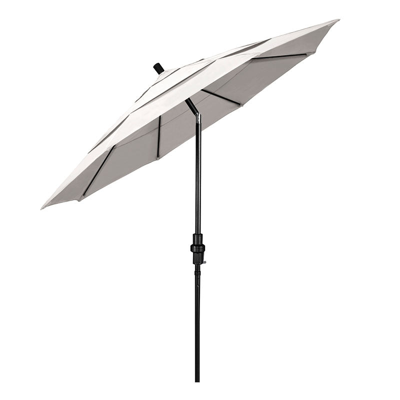 Round Outdoor Patio Umbrella, Fiberglass with Twist Tilt - Black Finish, Natural, 11'