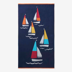 Cotton Terry Beach Towel - Sailboats