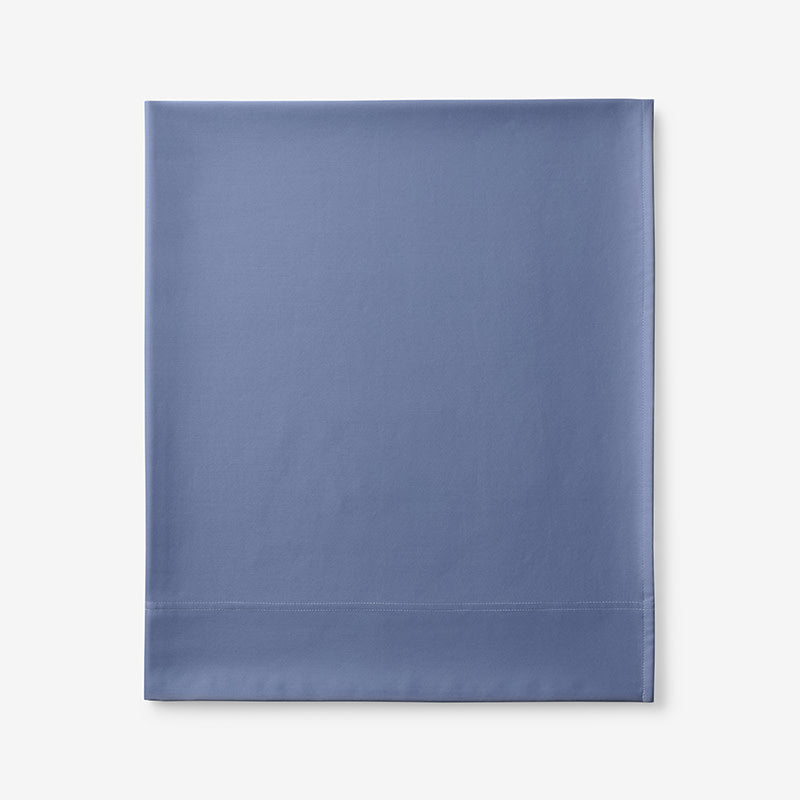 Premium Smooth Supima® Cotton Wrinkle-Free Sateen Flat Bed Sheet - Blue Dusk, Deep Pocket King