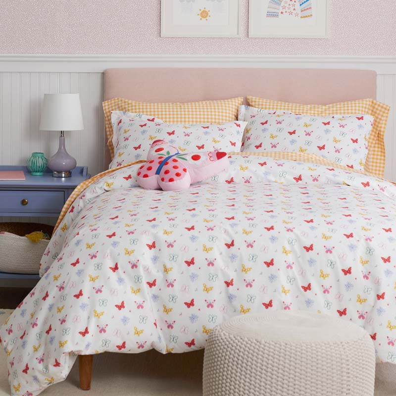 Ditsy Butterflies Classic Cool Organic Cotton Percale Sham - White Multi, Standard