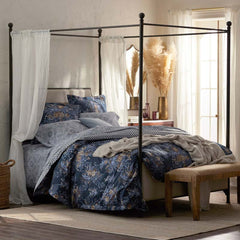 Floral Tapestry Premium Smooth Sateen Bed Sheet Set - Blue, Full