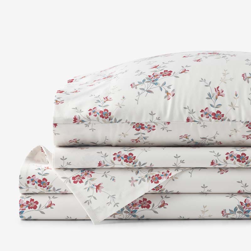 Rupa Premium Smooth Sateen Bed Sheet Set - Cream Multi, King