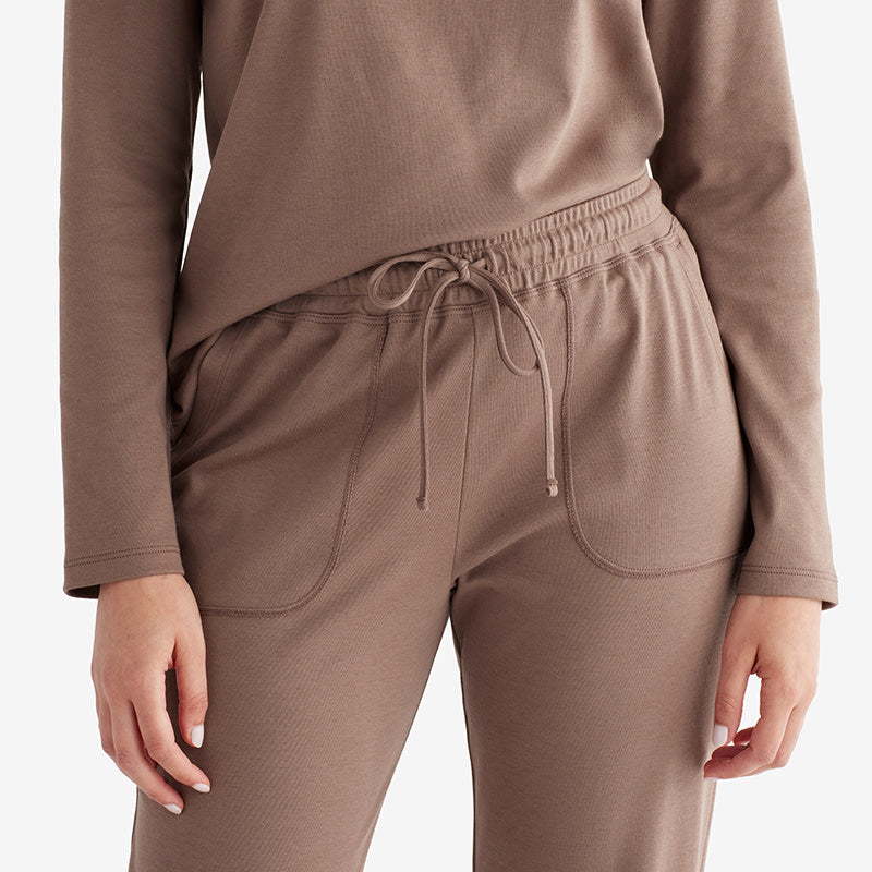 Pima Cotton Women's Jogger Pants Pajama Set - Cocoa, XS