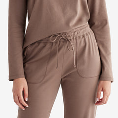 Pima Cotton Women's Jogger Pants Pajama Set - Cocoa, XL
