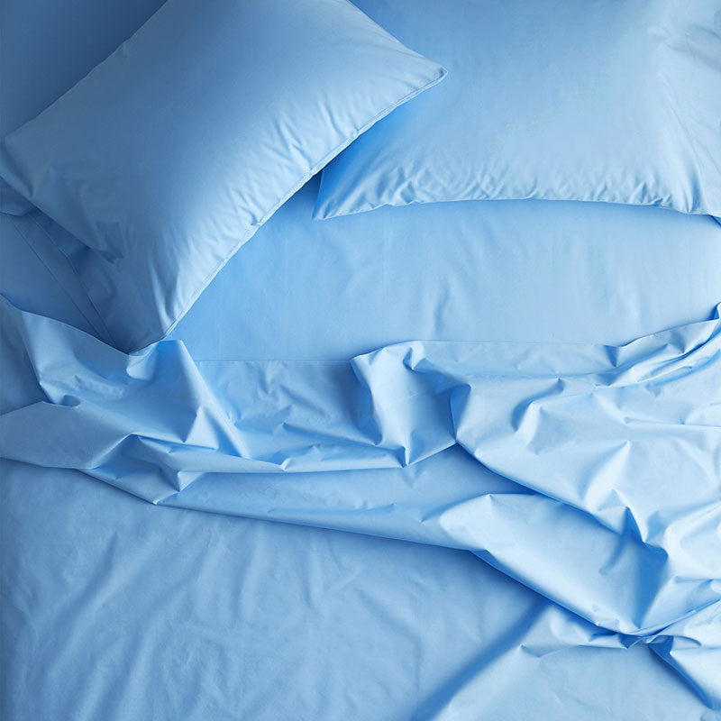 Classic Cool Organic Cotton Percale Solid Bed Sheet Set - Ocean Blue, Twin XL
