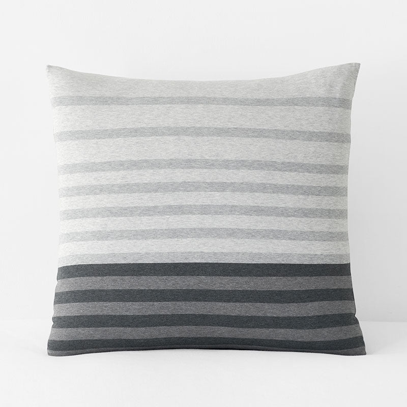 T-Shirt Soft Jersey Knit Stripe Yarn-Dyed Sham - Gray Multi, Euro
