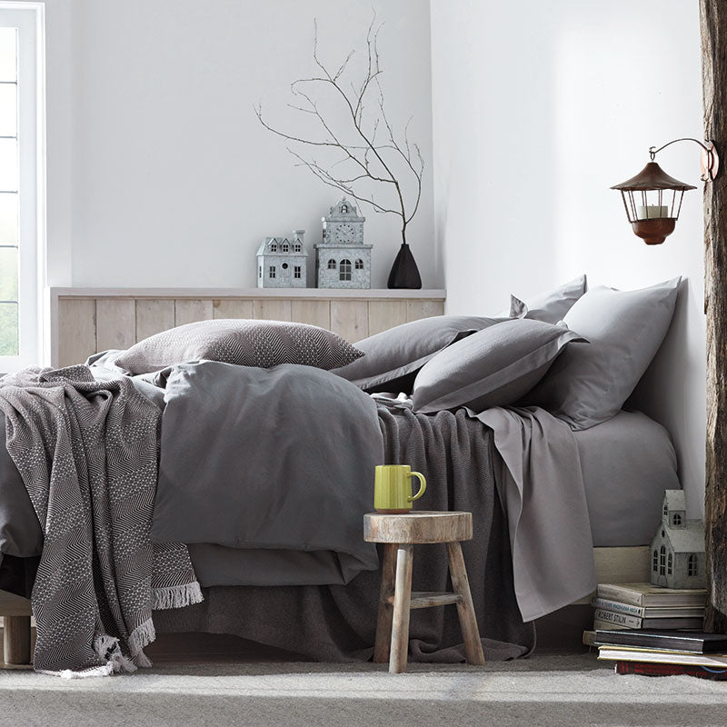 Classic Ultra-Cozy Cotton Velvet Flannel Fitted Bed Sheet - Stone Gray, King