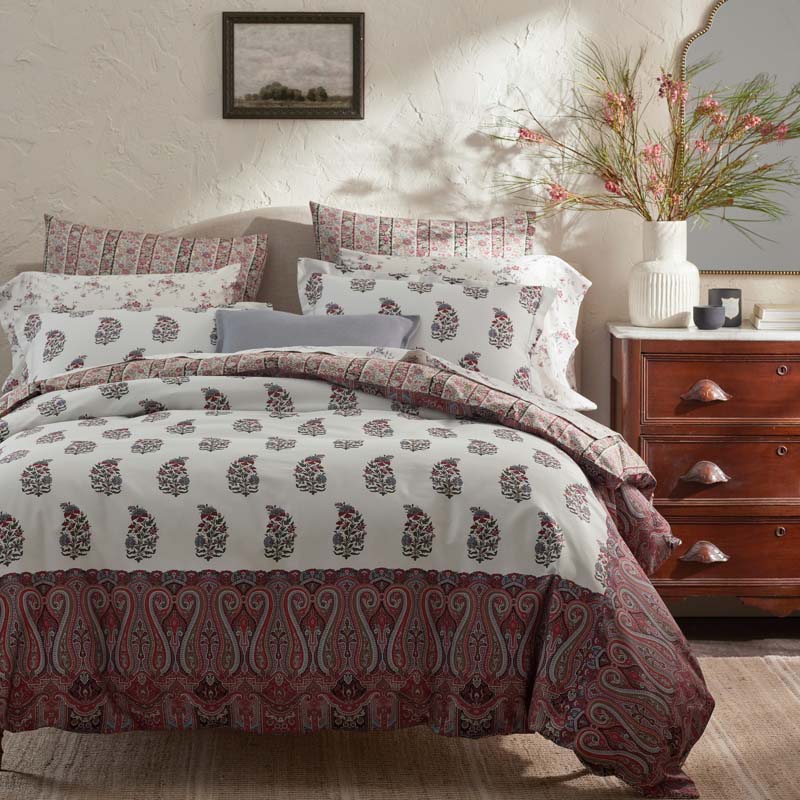 Aadrika Reversible Premium Smooth Sateen Duvet Cover - Burgundy, King/Cal. King