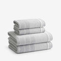 Plush Spa Stripe 4-Piece Bath & Hand Towel Set - Light Gray