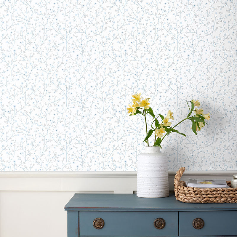 Ava Removable Wallpaper - Ditsy Floral Blue, Panel
