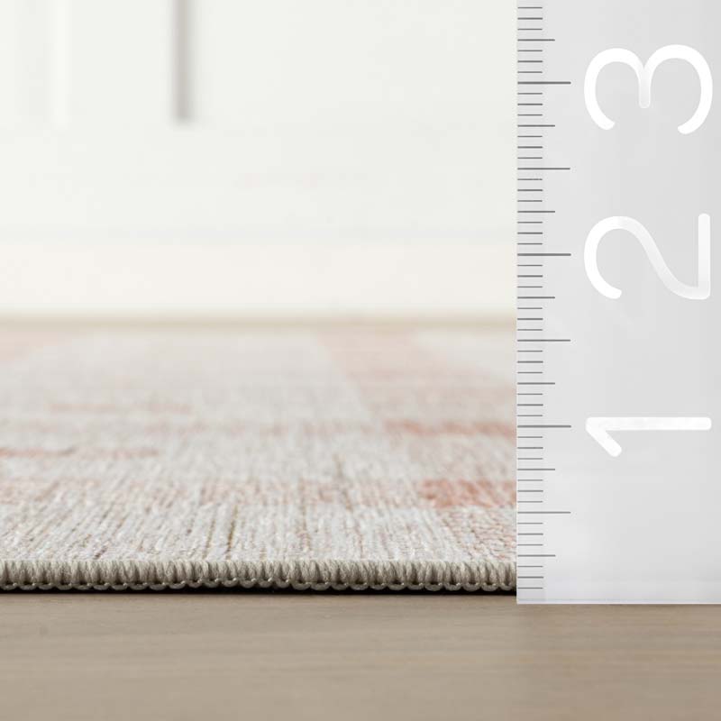 Modern Plaid Washable Rug - Orange, 4' x 6'