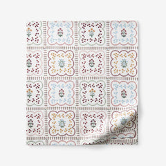 Lottie Classic Cool Cotton Percale Flat Bed Sheet - Ivory Multi, Full