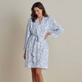 Printed Pima Cotton Women's Kimono Robe - Blue Garden, XXL