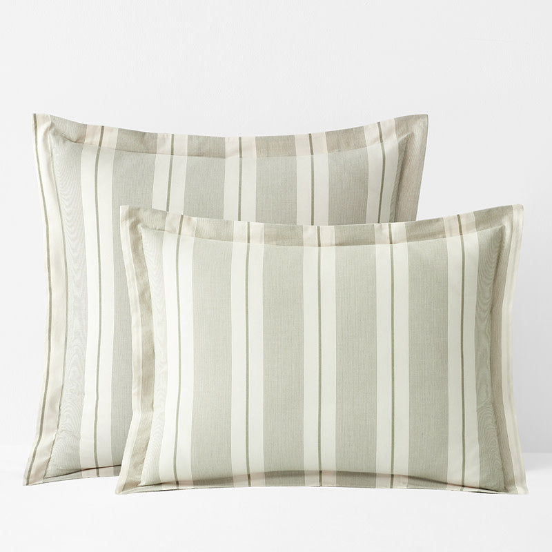 Tailored Stripes and Plaids Classic Cool Cotton Percale Sham - Wide Stripe Moss Green, King