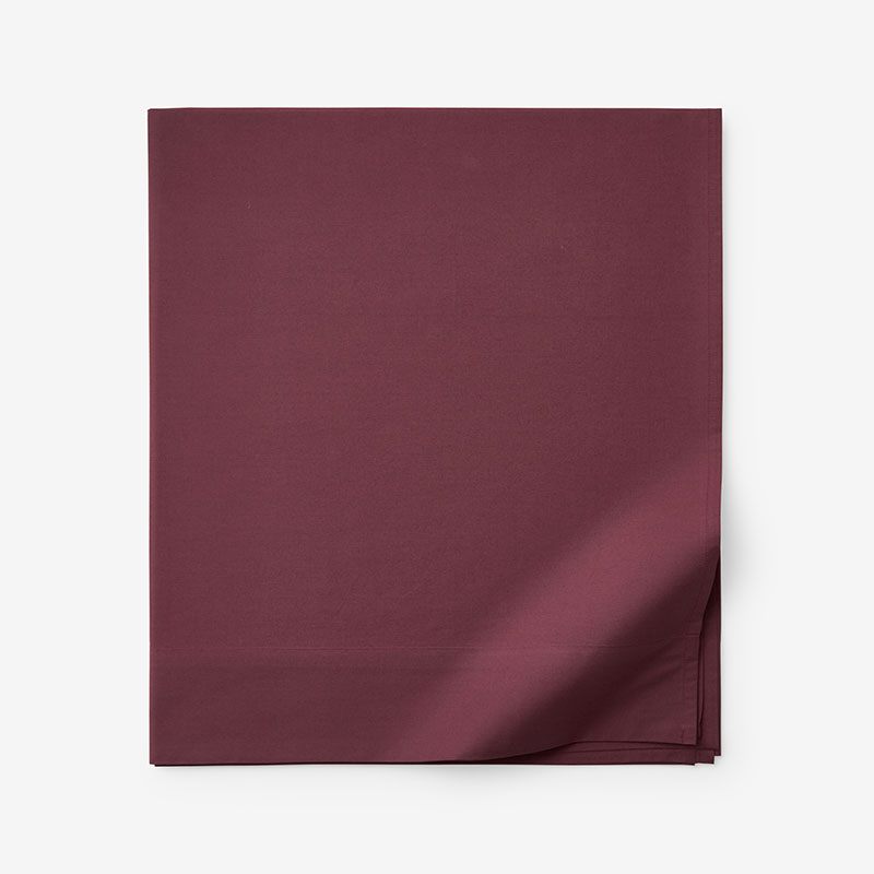 Classic Cool Cotton Percale Flat Bed Sheet - Plum, Queen