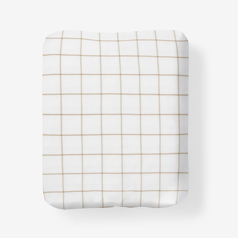 Tailored Stripes and Plaids Classic Cool Cotton Percale Fitted Bed Sheet - Block Plaid Wheat, Twin