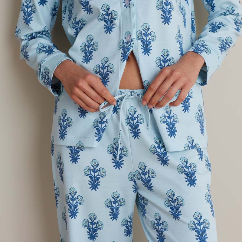 Printed Peruvian Cotton Women's Button-Down Pajama Set - Suhana, L