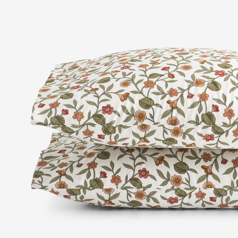 Garden Florals Premium Smooth Wrinkle-Free Sateen Pillowcase Set - Cream Multi, Standard