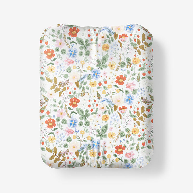 Strawberry Fields Classic Cool Cotton Percale Fitted Bed Sheet - White Multi, Full