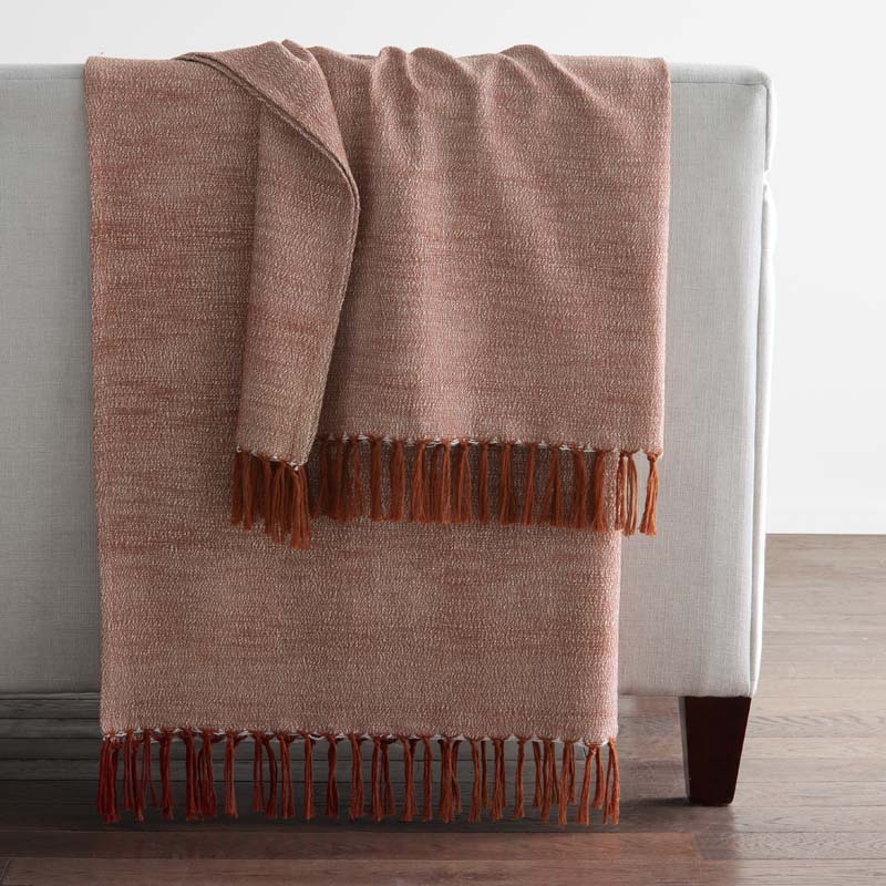 Yarn-Dyed Fringe Throw - Red