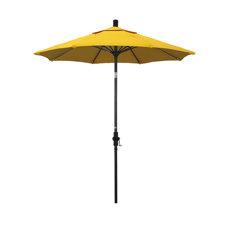 Round Outdoor Patio Umbrella, Fiberglass with Twist Tilt - Black Finish, Sunflower, 7.5'