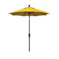 Round Outdoor Patio Umbrella, Fiberglass with Twist Tilt - Black Finish, Sunflower, 7.5'
