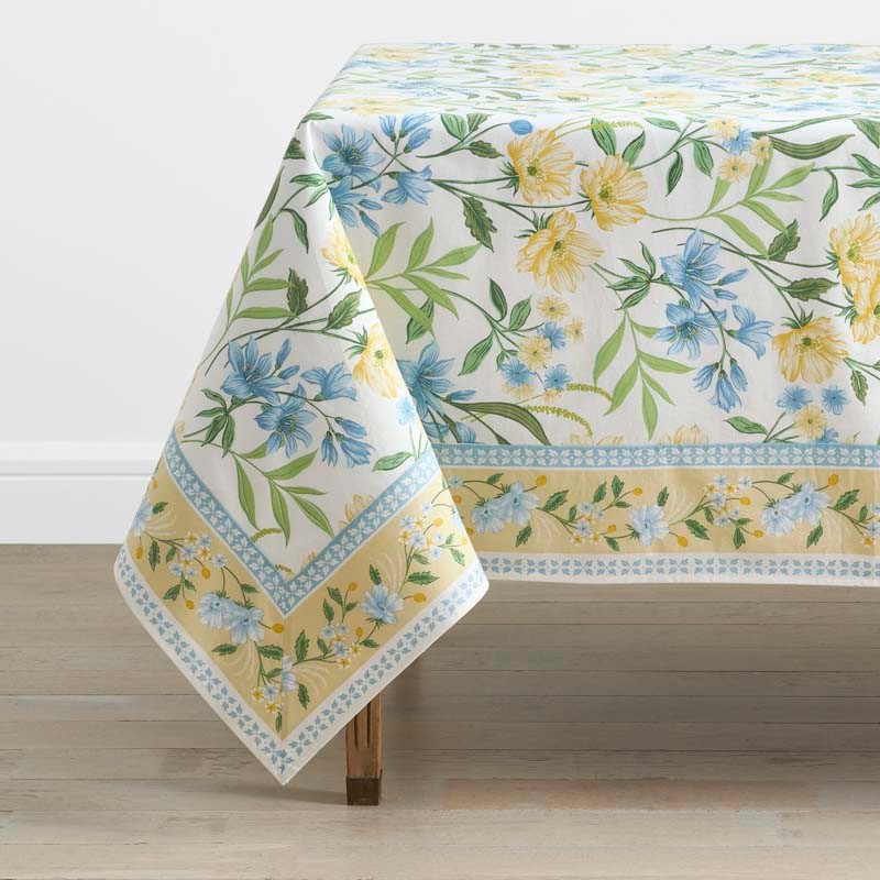 Garden Floral Cotton Tablecloth - Gardenia Mist, 70 in. x 90 in.