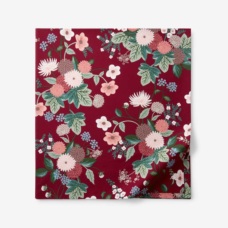 Dahlia Classic Cool Cotton Percale Flat Bed Sheet - Dark Red, Twin/Twin XL