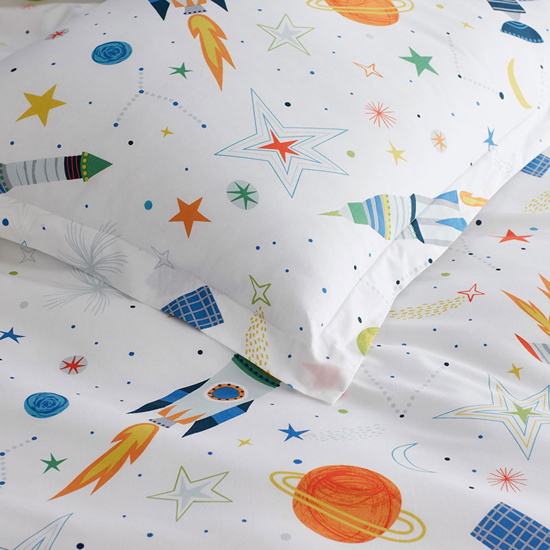 Outerspace Classic Cool Organic Cotton Percale Sham - White Multi, Standard