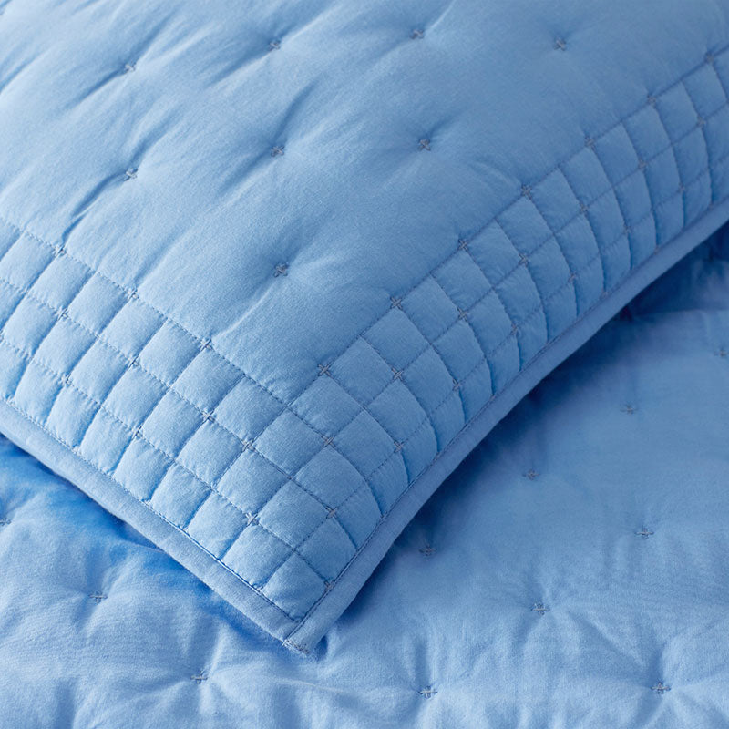 Pintuck Quilted Sham - Blue, Euro
