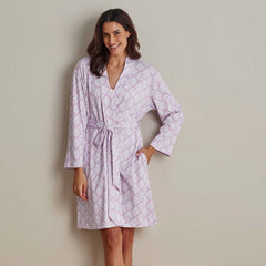 Printed Pima Cotton Women's Kimono Robe - Lisbon Mauve, XXL