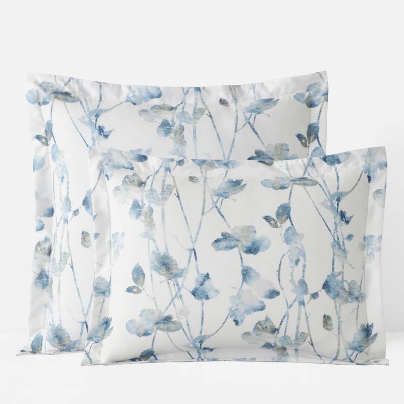 Garden Leaf Premium Smooth Wrinkle-Free Sateen Sham - Blue Multi, Euro