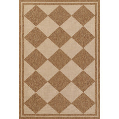 Diamond Checkered Outdoor Rug -  Natural, 8' x 10'