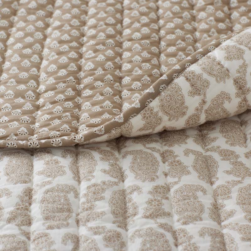 Jiya Reversible Quilted Sham - Taupe, Euro