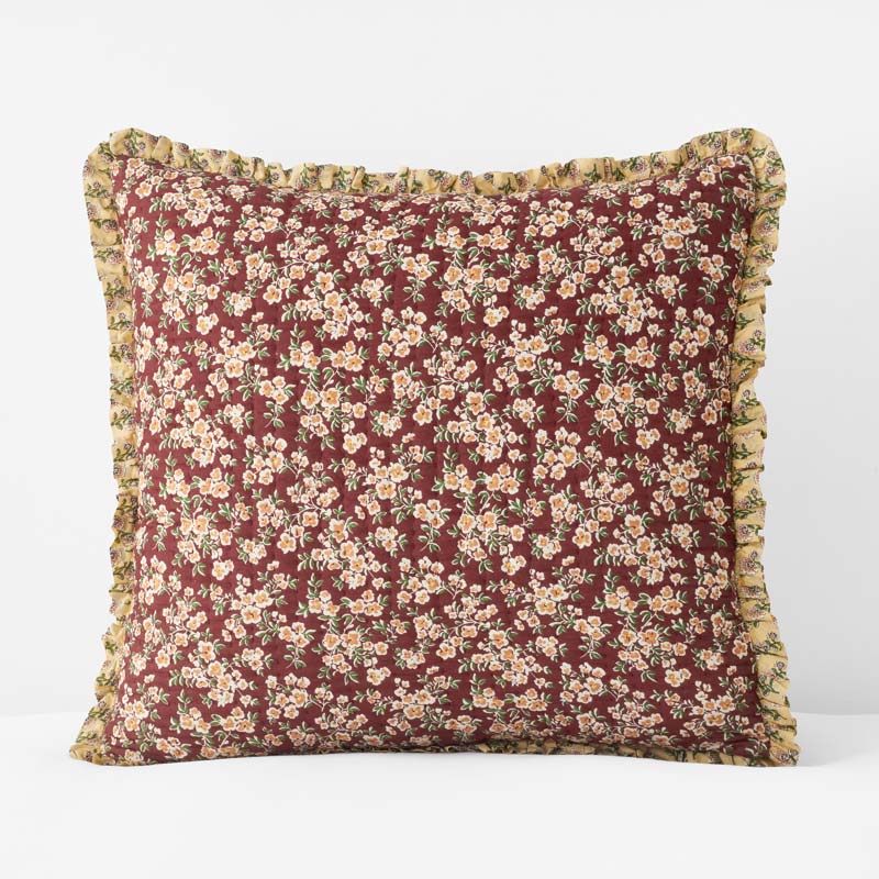 Suhana Reversible Ruffle Quilted Sham - Brick, Euro
