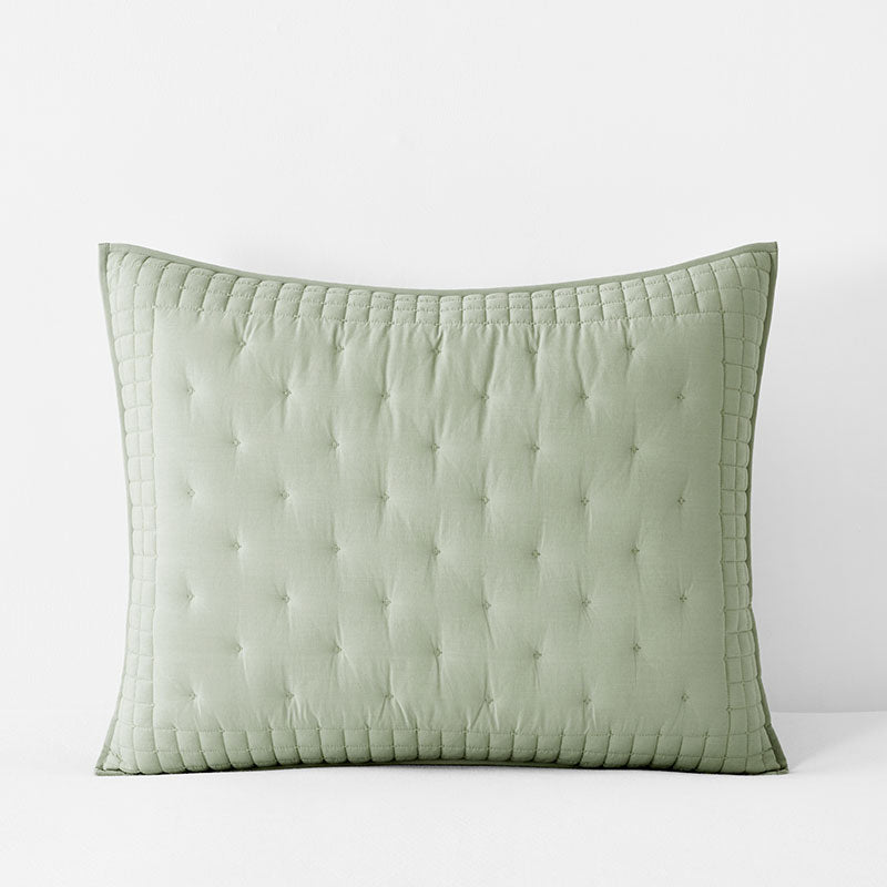 Pintuck Quilted Sham - Light Sage, Standard