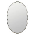 Oval Scalloped Metal Frame Wall Mirror - Silver