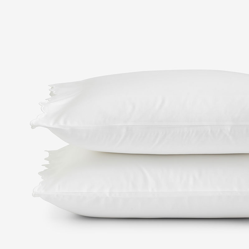 Embroidered Scallop Classic Smooth Sateen Solid Pillowcase Set - White, King
