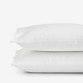 Embroidered Scallop Classic Smooth Sateen Solid Pillowcase Set - White, Standard