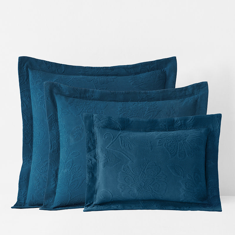 Putnam Cotton Matelassé Sham - Midnight Blue