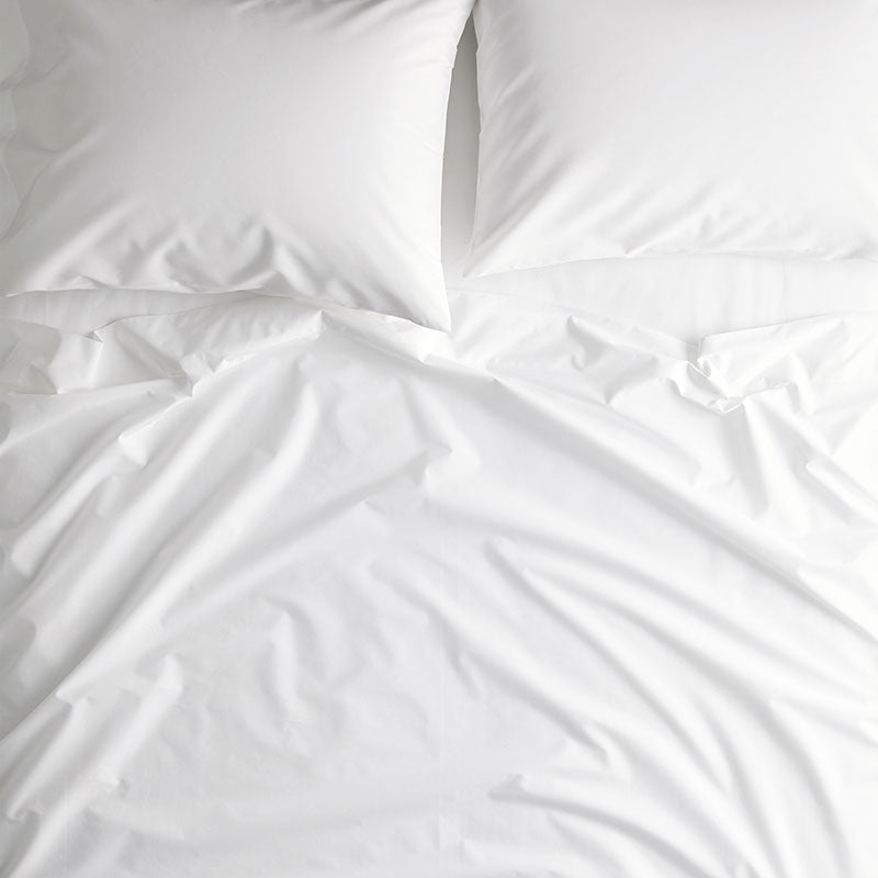 Classic Cool Organic Cotton Percale Solid Bed Sheet Set - White, Queen