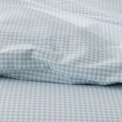 Ditsy Gingham Classic Cool Organic Cotton Percale Bed Sheet Set - Blue, Twin