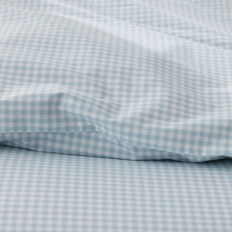 Ditsy Gingham Classic Cool Organic Cotton Percale Comforter Set - Blue, Twin