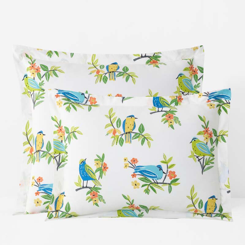 Summer Prints Classic Cool Cotton Percale Sham - Bird Days, Euro